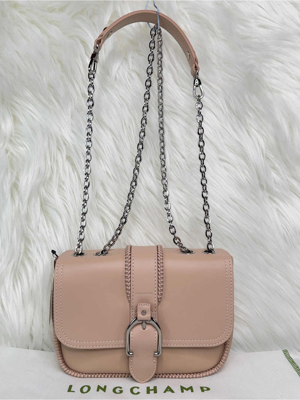 Longchamp Amazone Small Leather Crossbody Bag - Powder Pink - Picture 7 of 15